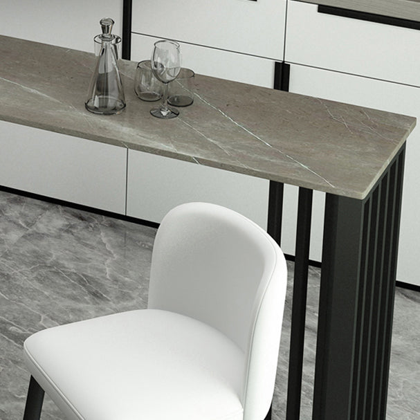 Modern Marble Table with Rectangle Table Top Black Double Pedestal Table - 42" H