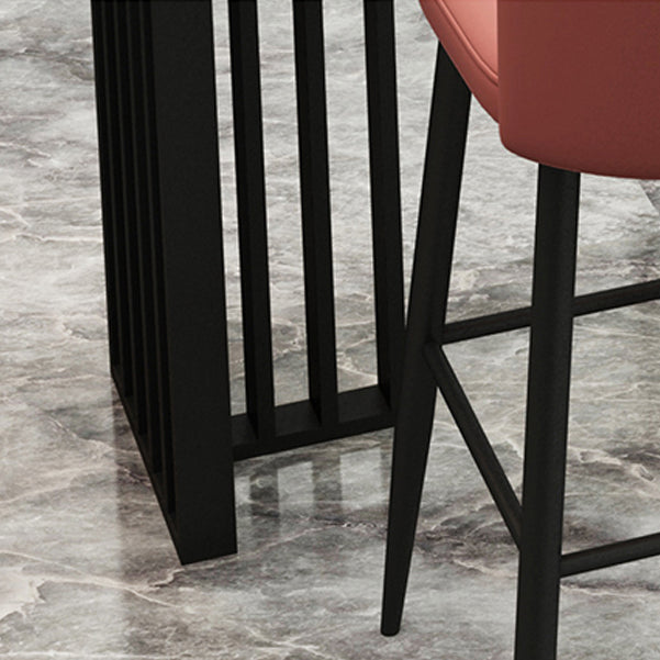 Modern Marble Table with Rectangle Table Top Black Double Pedestal Table - 42" H