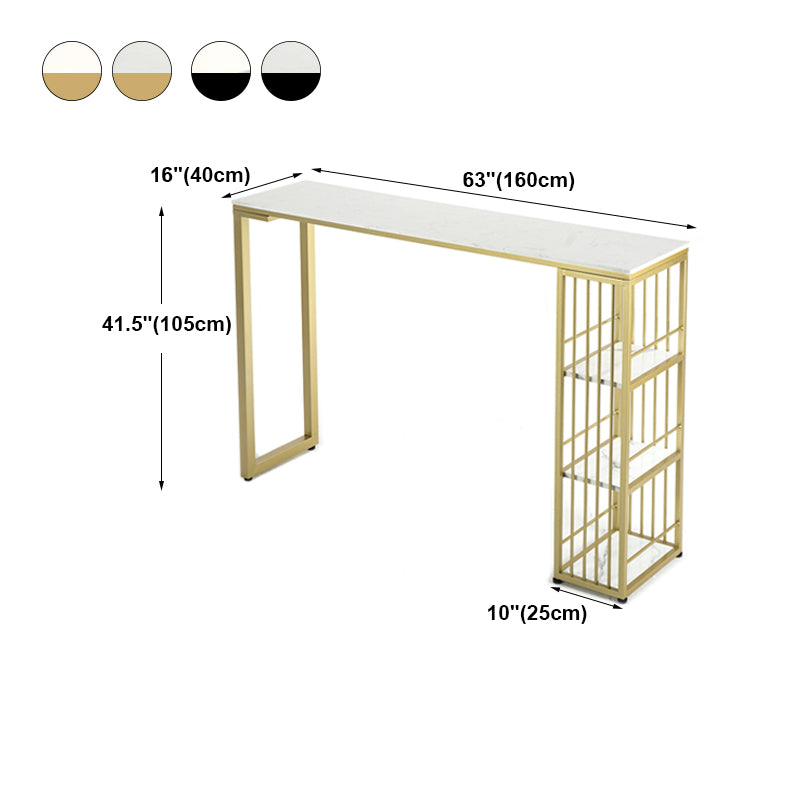 Marble Bistro Table with Rectangle Table Top Double Pedestal Table - 41.3" H