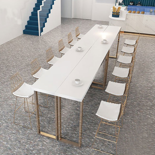 Glam Wood Bar Height Table with Rectangle Table Top Sled Table - 41.3" H