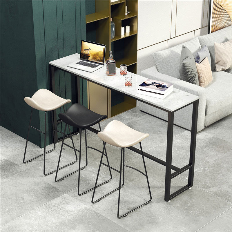 Marble Counter Height Table with Rectangle Table Top Trestle Table - 41.3" H