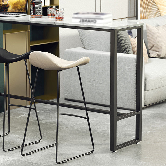 Marble Counter Height Table with Rectangle Table Top Trestle Table - 41.3" H