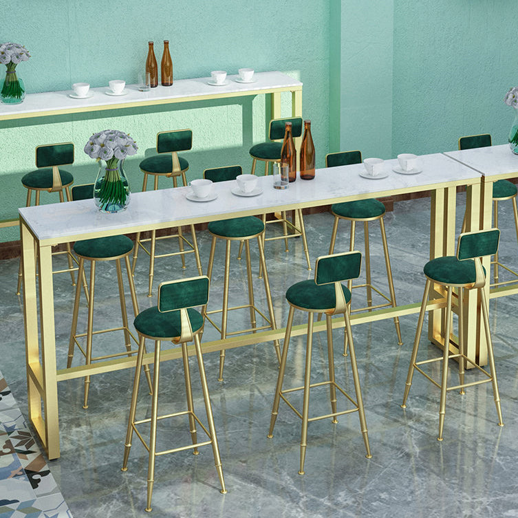 Glam Marble Bistro Bar Table with Rectangle Table Top Trestle Table - 41.3" H , Only Table