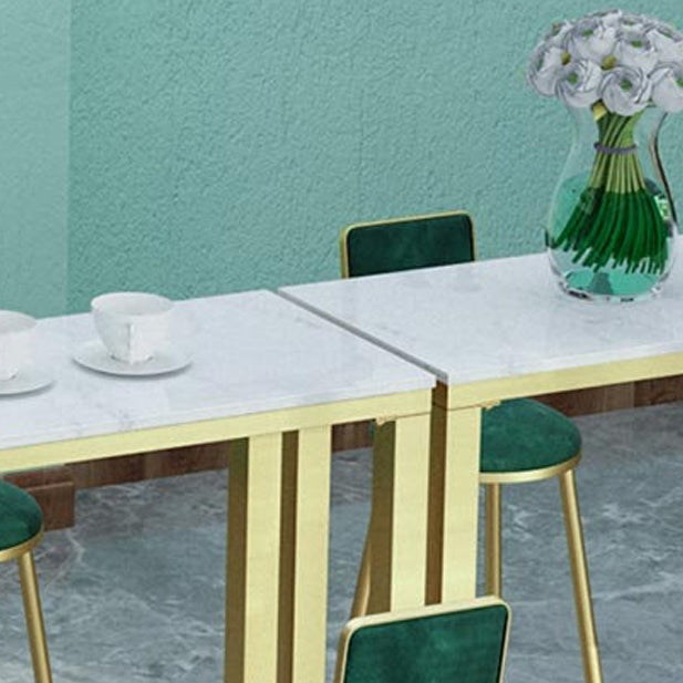 Glam Marble Bistro Bar Table with Rectangle Table Top Trestle Table - 41.3" H , Only Table