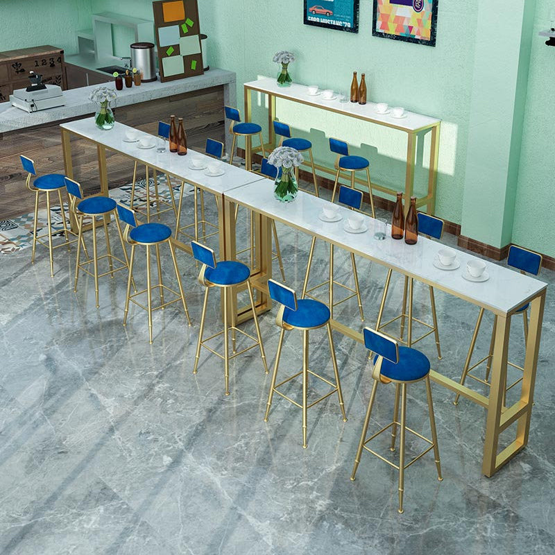 Glam Marble Bistro Bar Table with Rectangle Table Top Trestle Table - 41.3" H , Only Table