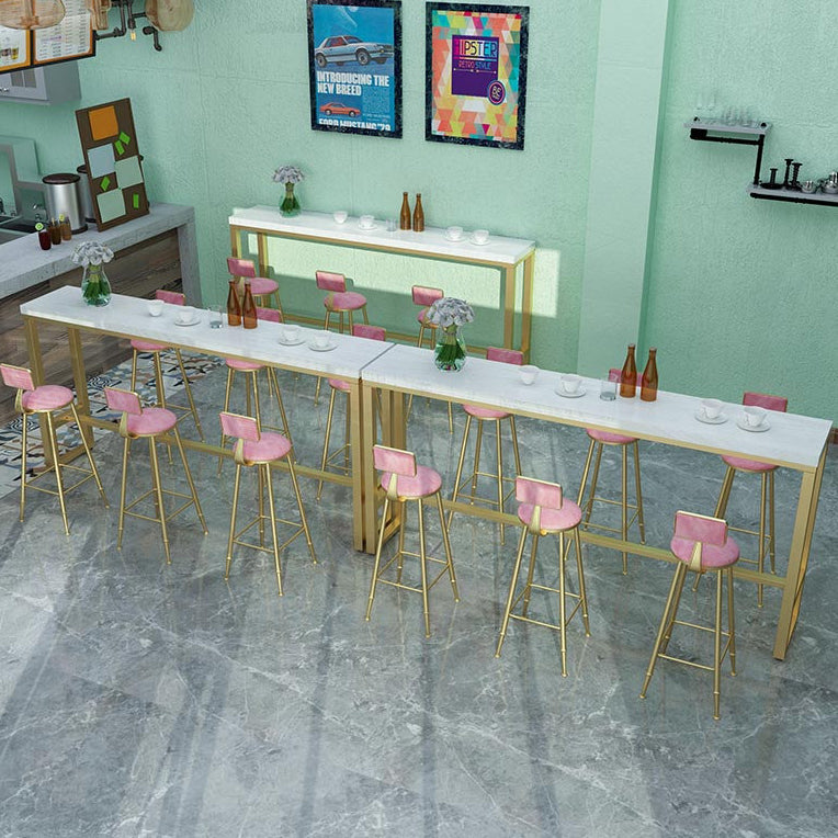 Glam Marble Bistro Bar Table with Rectangle Table Top Trestle Table - 41.3" H , Only Table