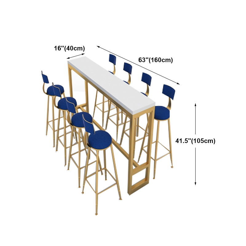 Glam Marble Bistro Bar Table with Rectangle Table Top Trestle Table - 41.3" H , Only Table