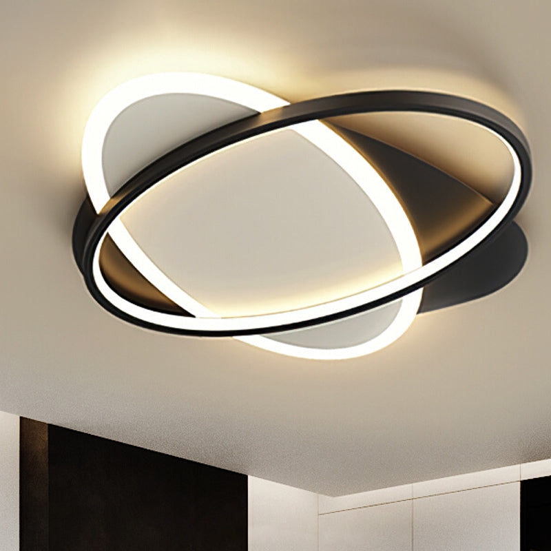 Lámparas de techo empotradas con forma ovalada de metal, estilo moderno, 2 luces