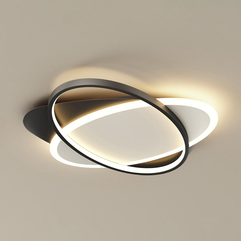 Lámparas de techo empotradas con forma ovalada de metal, estilo moderno, 2 luces