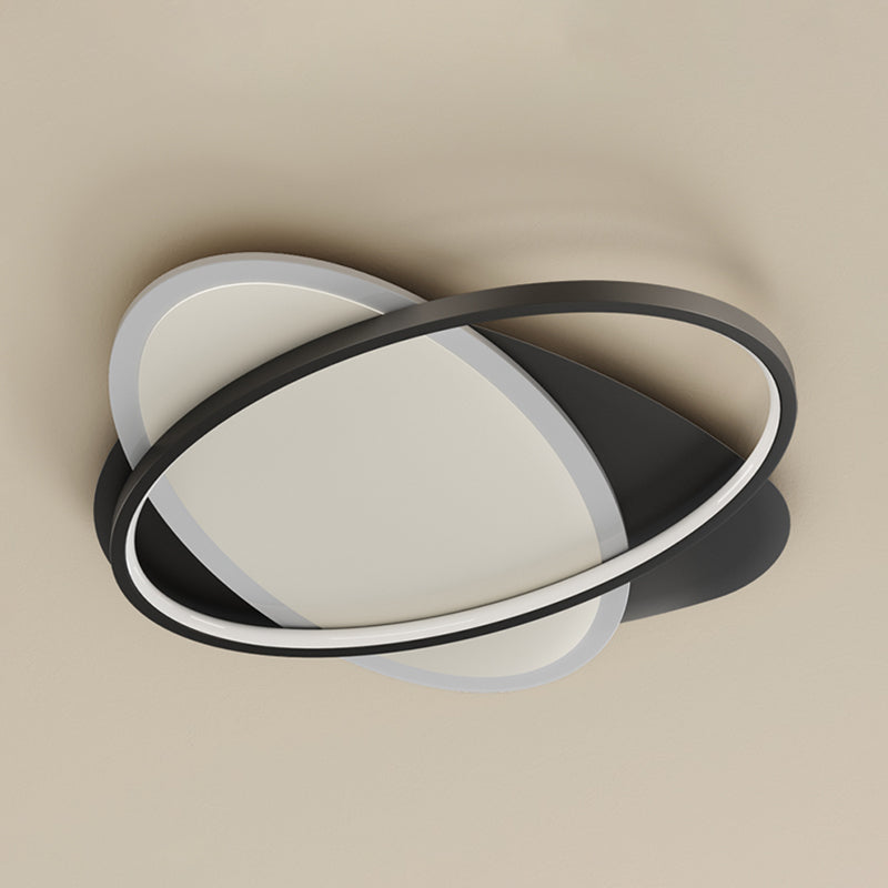 Lámparas de techo empotradas con forma ovalada de metal, estilo moderno, 2 luces