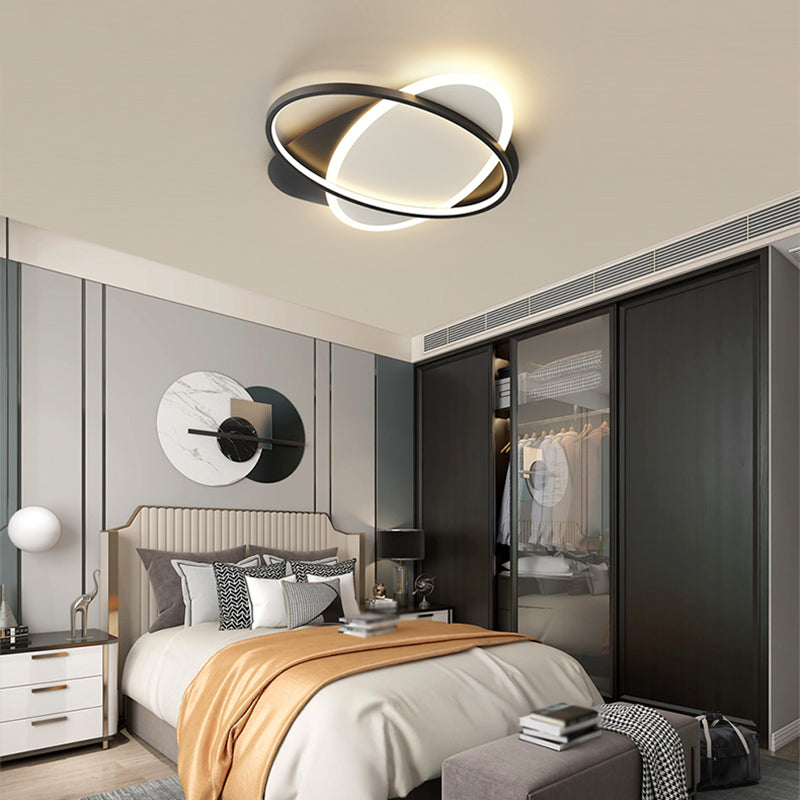 Lámparas de techo empotradas con forma ovalada de metal, estilo moderno, 2 luces