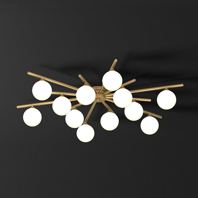 Lámpara empotrada Globe contemporánea, lámpara de techo empotrada de vidrio en oro