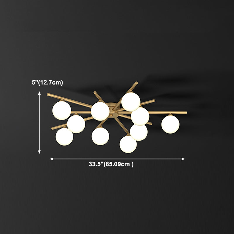 Lámpara empotrada Globe contemporánea, lámpara de techo empotrada de vidrio en oro