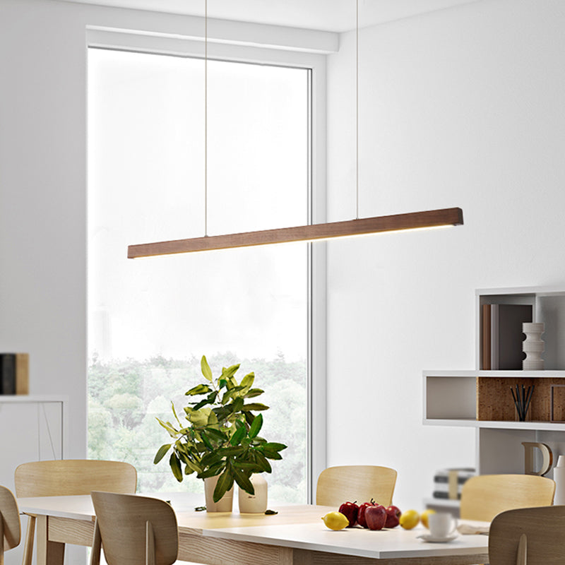 Contemporary Style Linear Shape Pendant Light Wood 1 Light Pendant Lighting Fixture