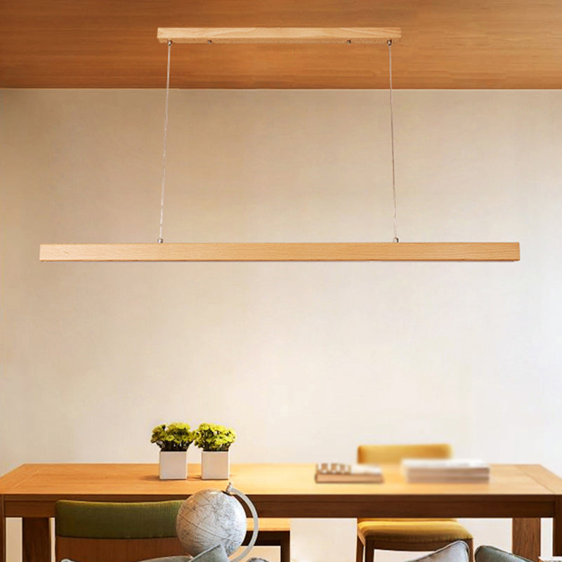Contemporary Style Linear Shape Pendant Light Wood 1 Light Pendant Lighting Fixture
