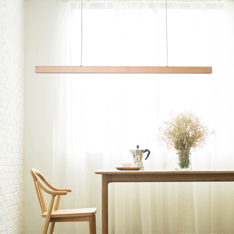 Contemporary Style Linear Shape Pendant Light Wood 1 Light Pendant Lighting Fixture