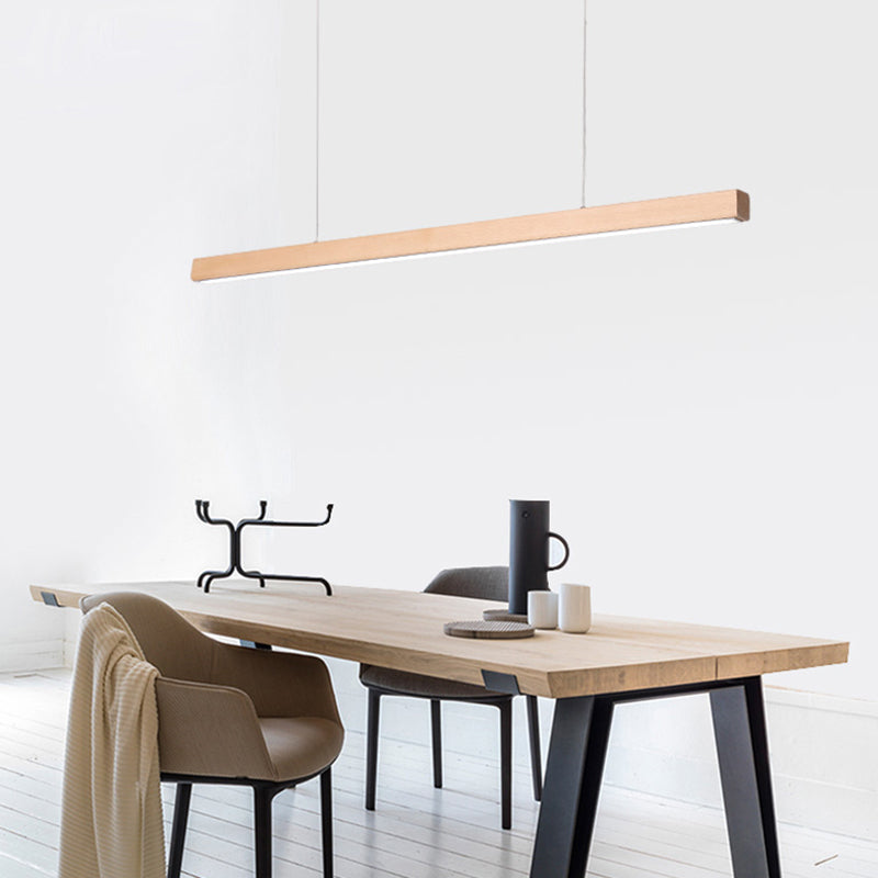 Contemporary Style Linear Shape Pendant Light Wood 1 Light Pendant Lighting Fixture