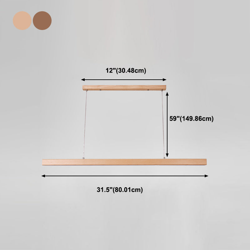 Contemporary Style Linear Shape Pendant Light Wood 1 Light Pendant Lighting Fixture