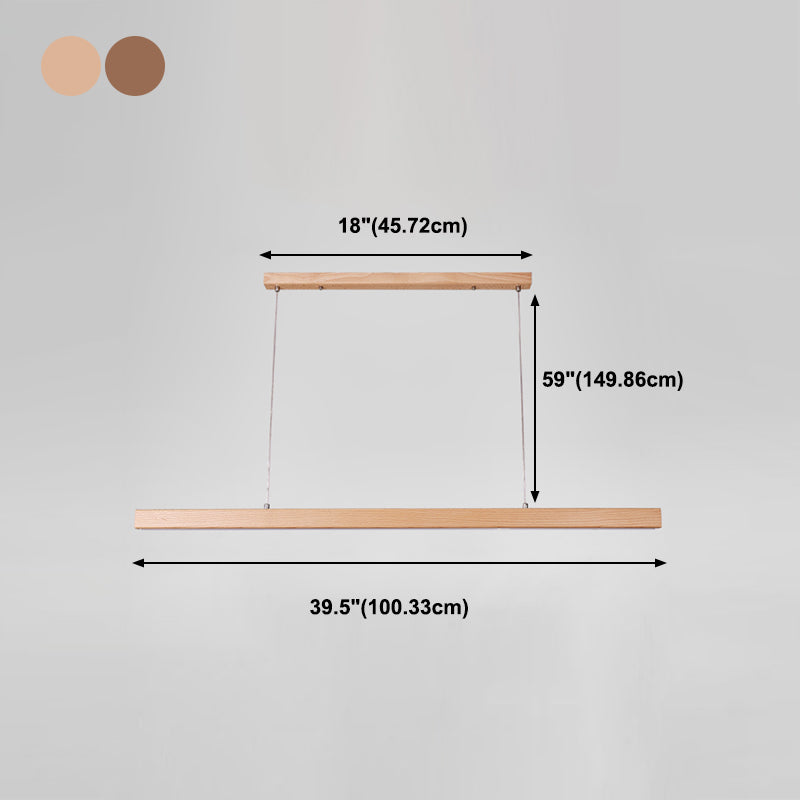 Estilo contemporáneo de forma lineal de madera ligera 1 accesorio de iluminación colgante de luz