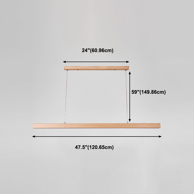 Contemporary Style Linear Shape Pendant Light Wood 1 Light Pendant Lighting Fixture