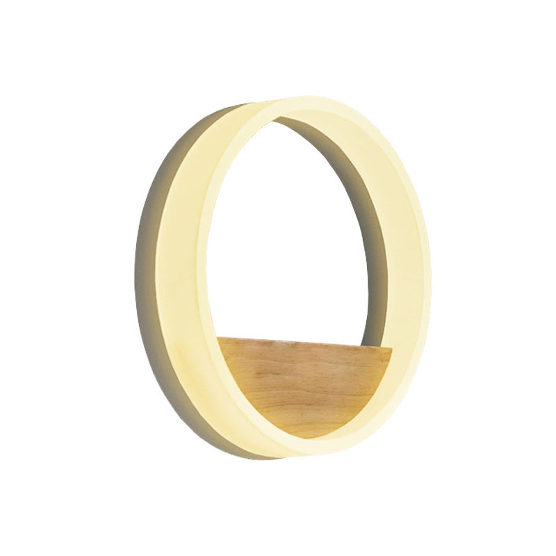1 Light Round Wall Mounted Lamps Modern Style Wood Wall Sconce (Decoration Not Included)