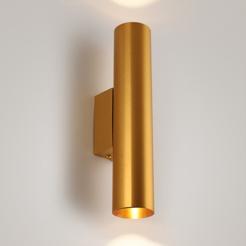 2 Lights Cylinder Wall Mounted Lamps Modern Style Metal Wall Sconces