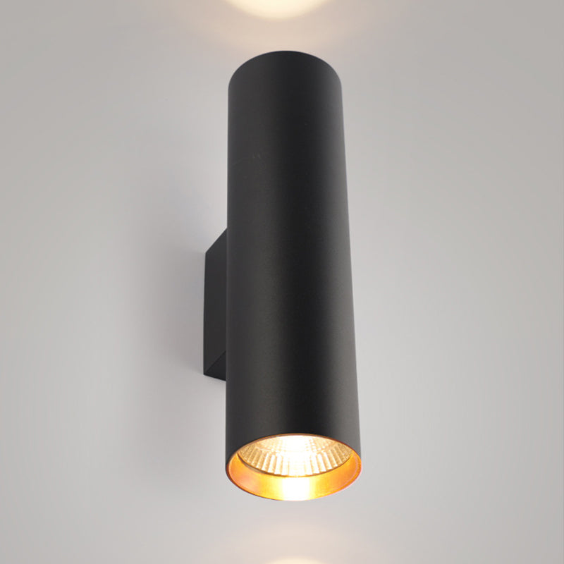 2 Lights Cylinder Wall Mounted Lamps Modern Style Metal Wall Sconces