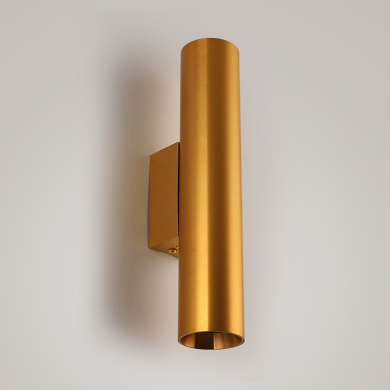 2 Lights Cylinder Wall Mounted Lamps Modern Style Metal Wall Sconces