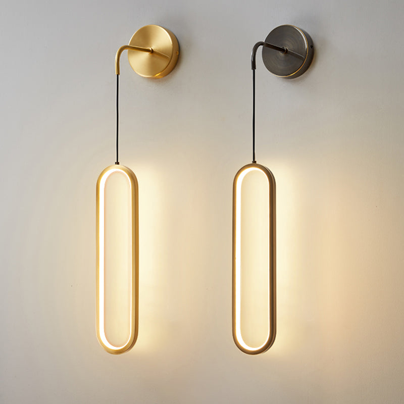 Oval Shape Metal Wall Sconce Modern Style Single Light Wall Mount Light
