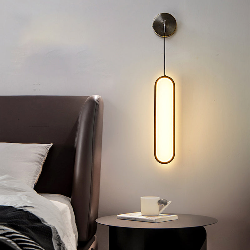 Oval Shape Metal Wall Sconce Modern Style Single Light Wall Mount Light