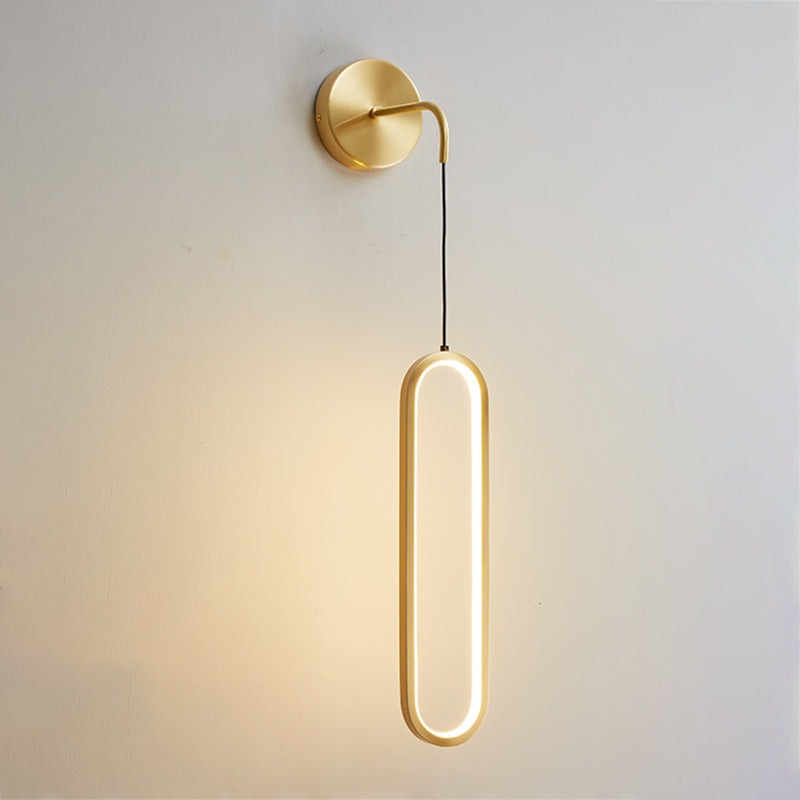 Oval Shape Metal Wall Sconce Modern Style Single Light Wall Mount Light