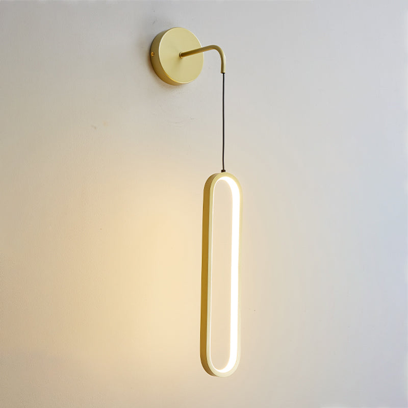 Oval Shape Metal Wall Sconce Modern Style Single Light Wall Mount Light