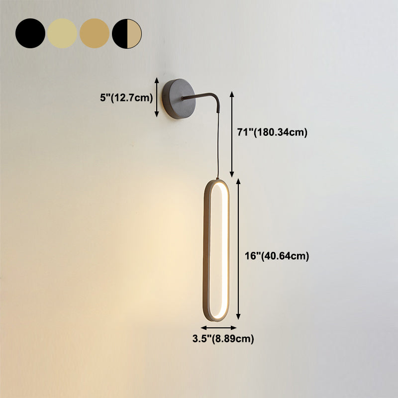 Oval Shape Metal Wall Sconce Modern Style Single Light Wall Mount Light