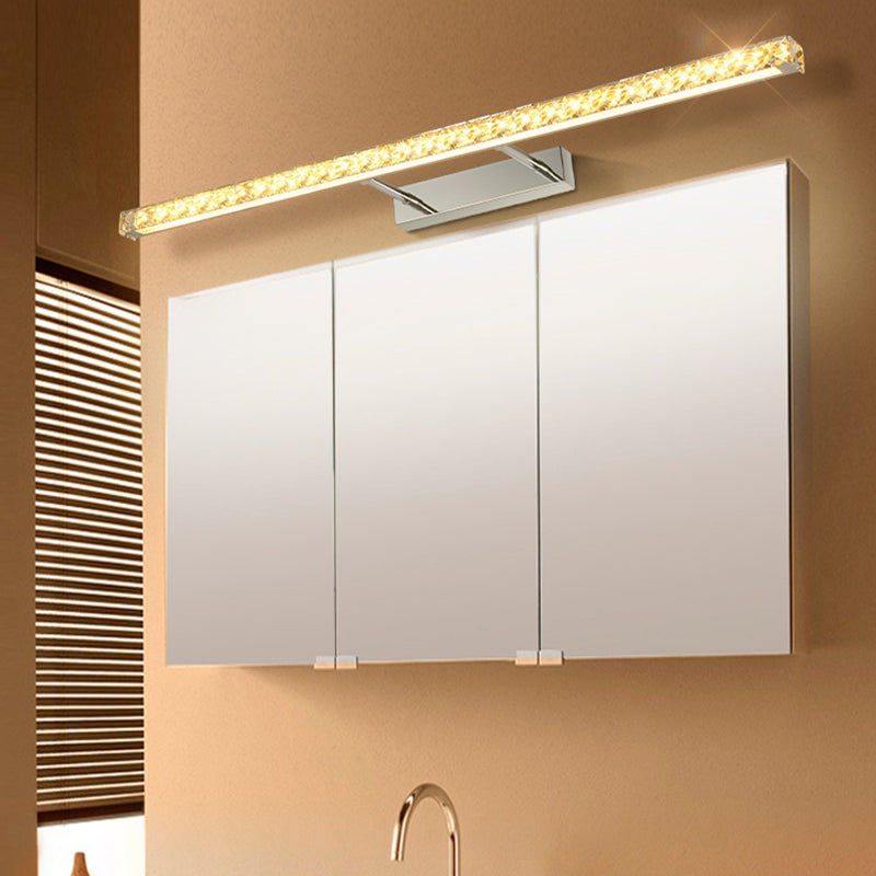 1 Light Linear Vanity Lighting Fixtures Modern Style Crystal LED Mirror Lights
