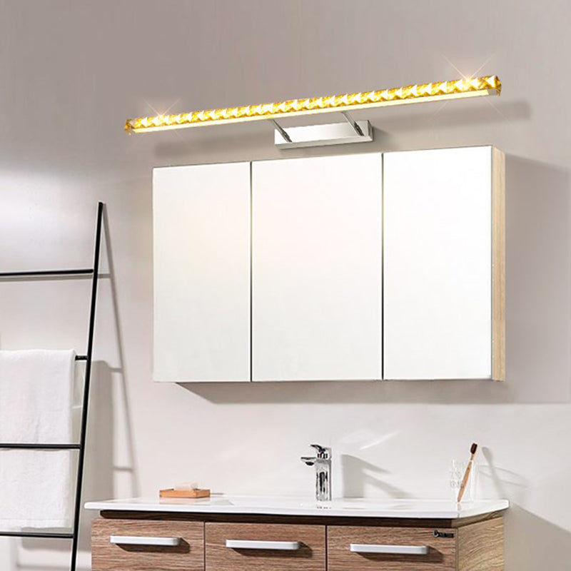 1 Light Linear Vanity Lighting Fixtures Modern Style Crystal LED Mirror Lights
