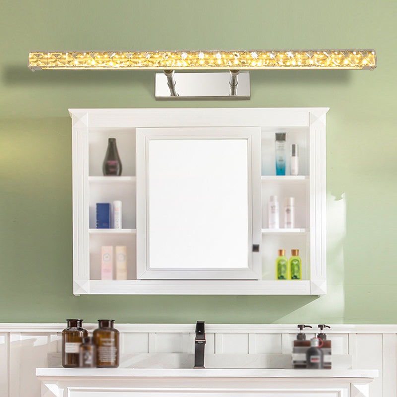 1 Light Linear Vanity Lighting Fixtures Modern Style Crystal LED Mirror Lights