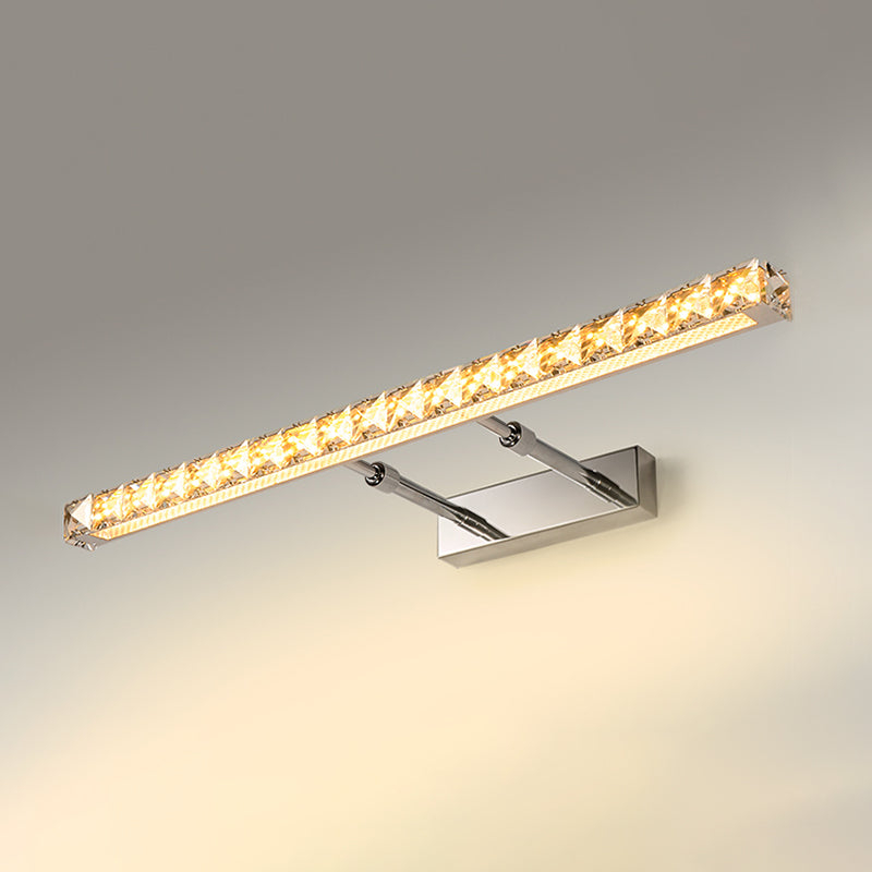 1 Light Linear Vanity Lighting Fixtures Modern Style Crystal LED Mirror Lights