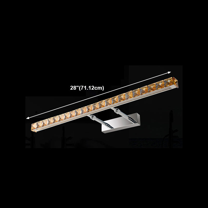 1 Light Linear Vanity Lighting Fixtures Modern Style Crystal LED Mirror Lights