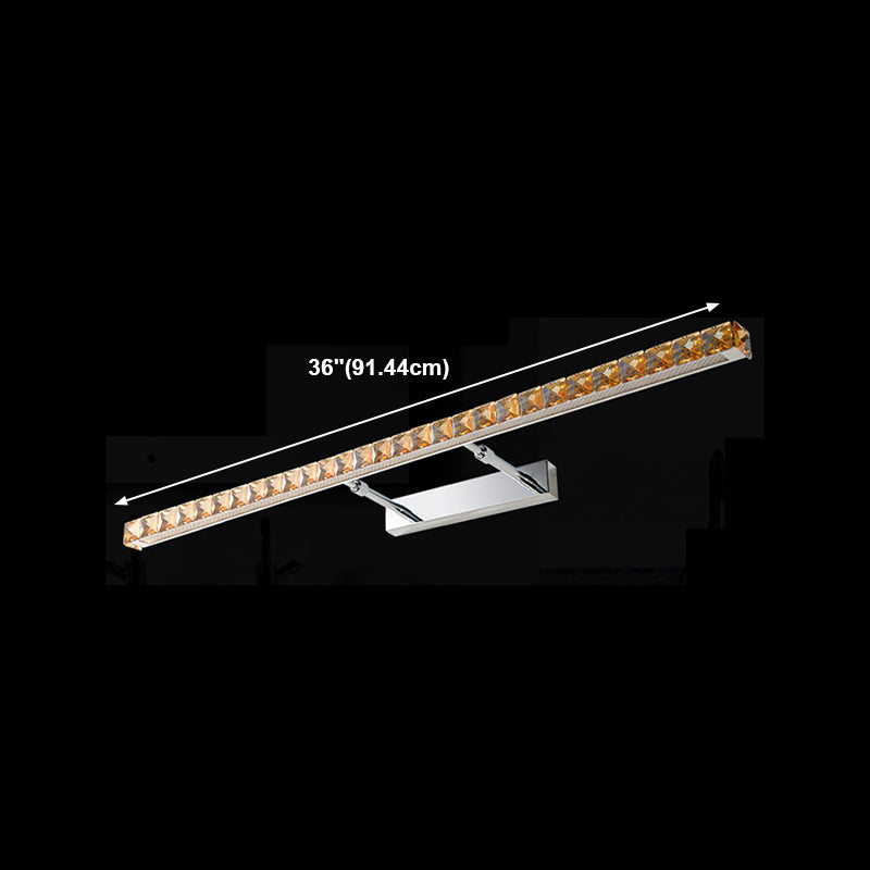 1 Light Linear Vanity Lighting Fixtures Modern Style Crystal LED Mirror Lights