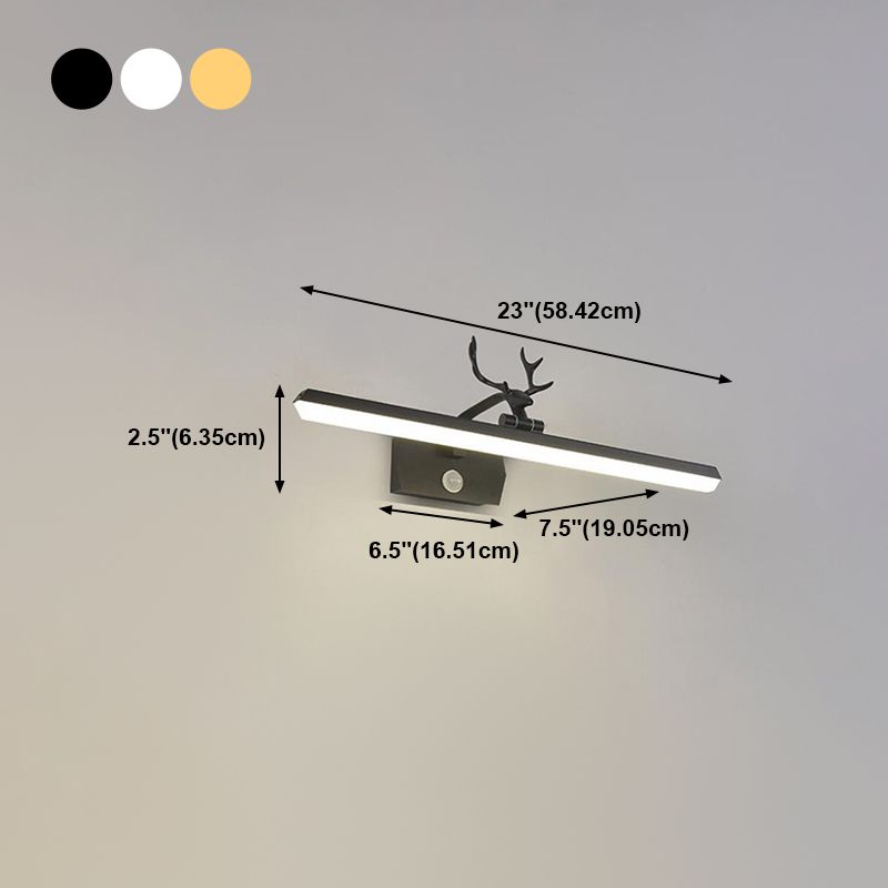1 Light Linear Vanity Lighting Fixtures Modern Style Metal LED Mirror Lights