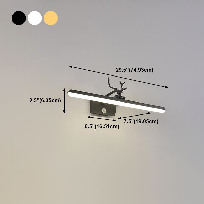1 Light Linear Vanity Lighting Fixtures Modern Style Metal LED Mirror Lights