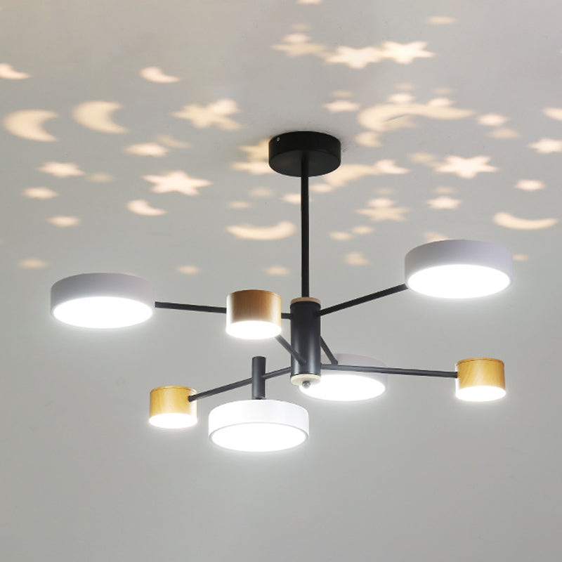 Multi Lights Round Pendant Chandelier Modern Style Metal Hanging Lamps