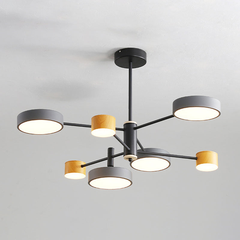 Multi Lights Round Pendant Chandelier Modern Style Metal Hanging Lamps