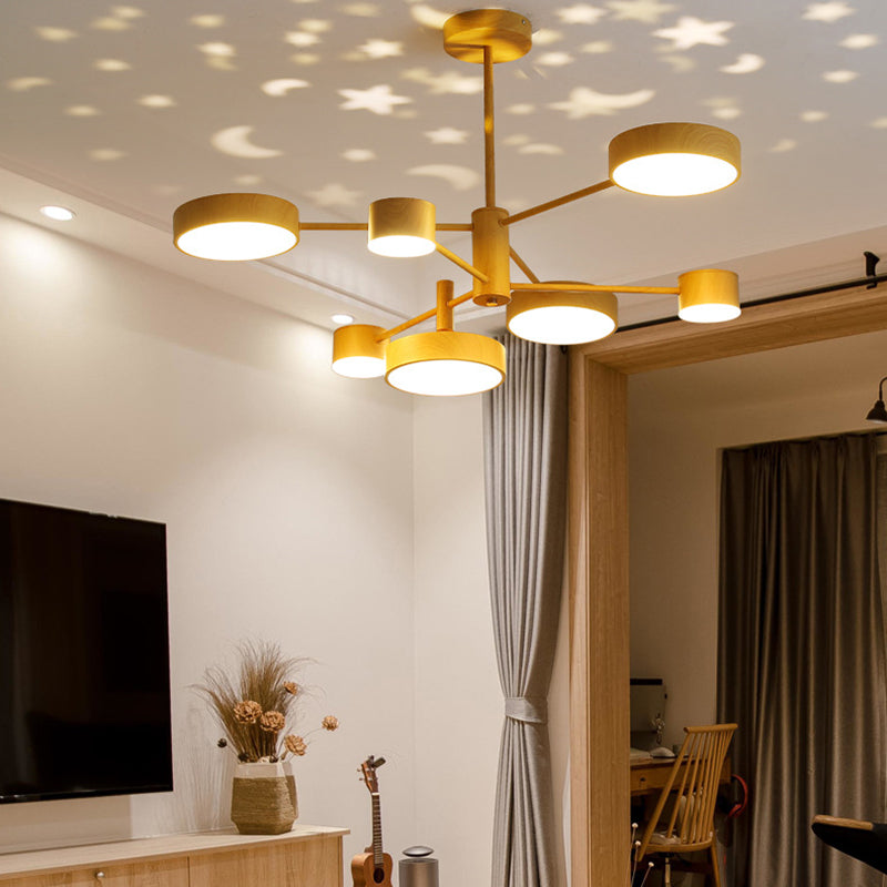 Multi Lights Round Pendant Chandelier Modern Style Metal Hanging Lamps