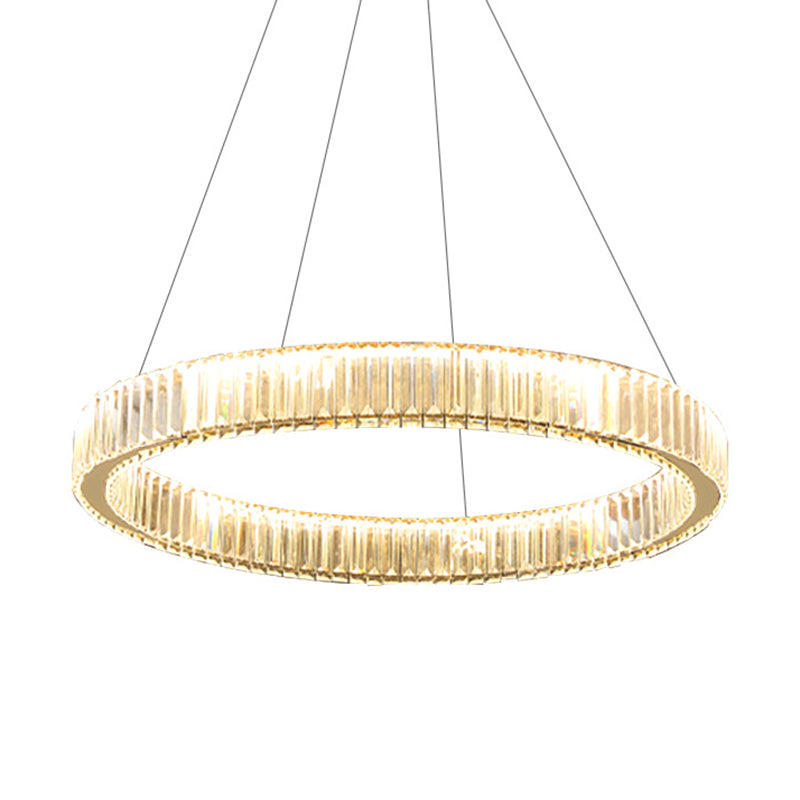 Moderne kreisförmige Kronleuchterkristall 1 Leicht Kronleuchter Anhänger Licht in Gold