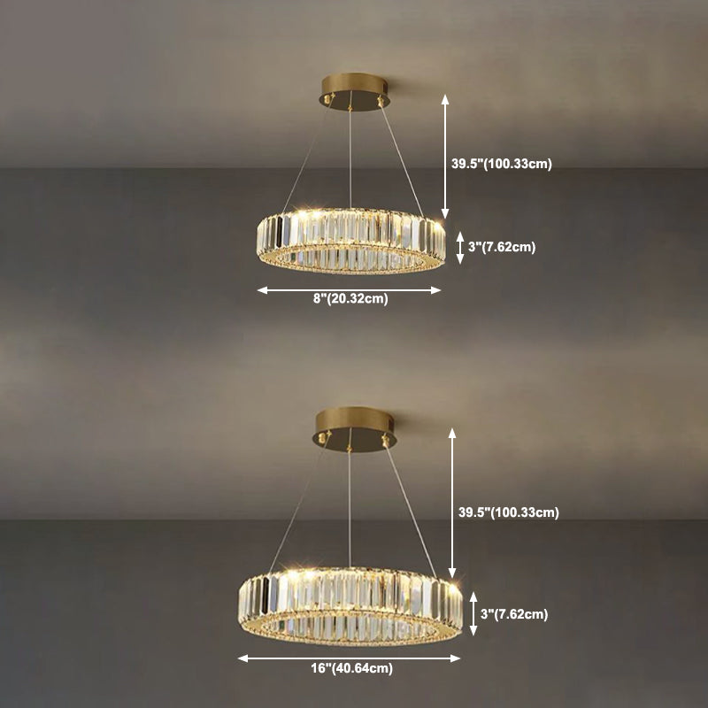 Moderne kreisförmige Kronleuchterkristall 1 Leicht Kronleuchter Anhänger Licht in Gold
