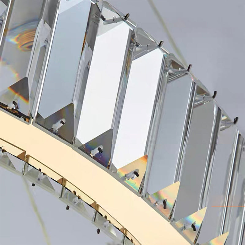 Moderne kreisförmige Kronleuchterkristall 1 Leicht Kronleuchter Anhänger Licht in Gold