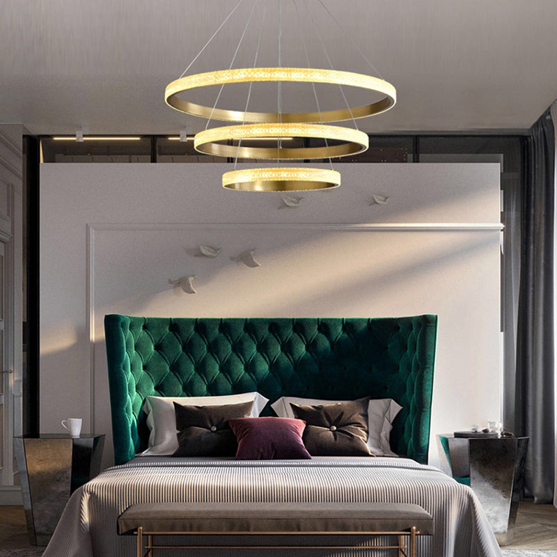 Multi Lights Circle Pendant Chandelier Modern Style Metal Hanging Lamps