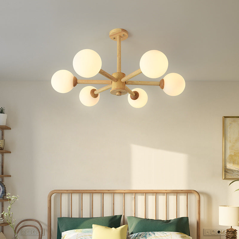 Luces colgantes de rama esférica múltiple de luz Modern Wood Lighting para estudio para estudiar