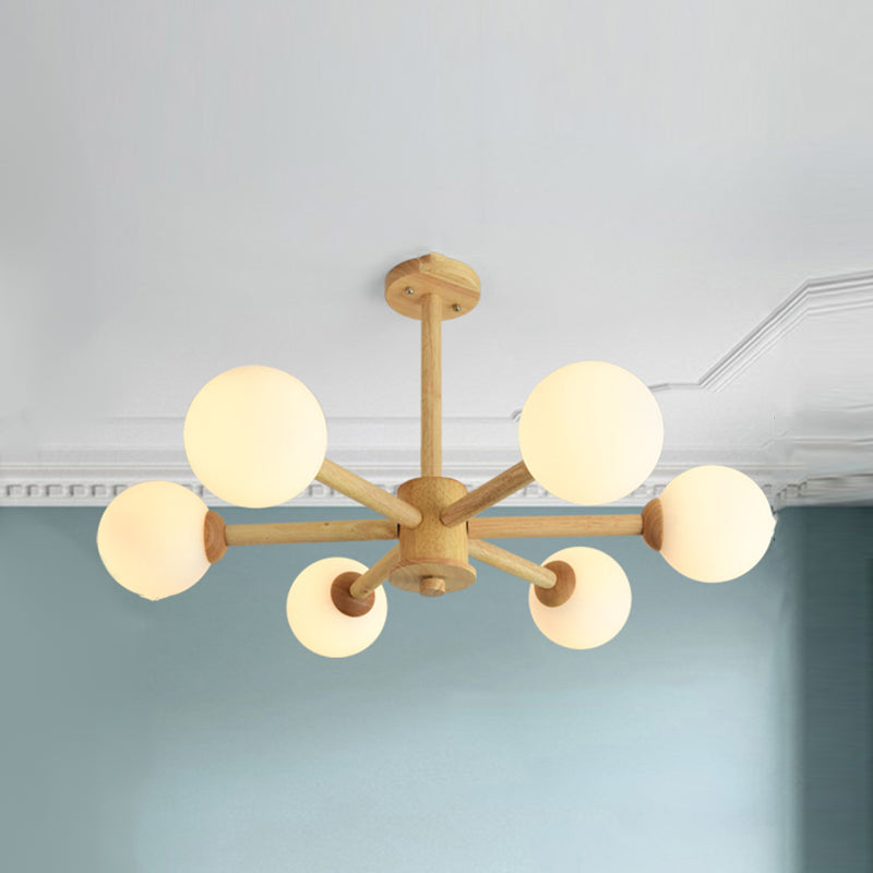 Luces colgantes de rama esférica múltiple de luz Modern Wood Lighting para estudio para estudiar